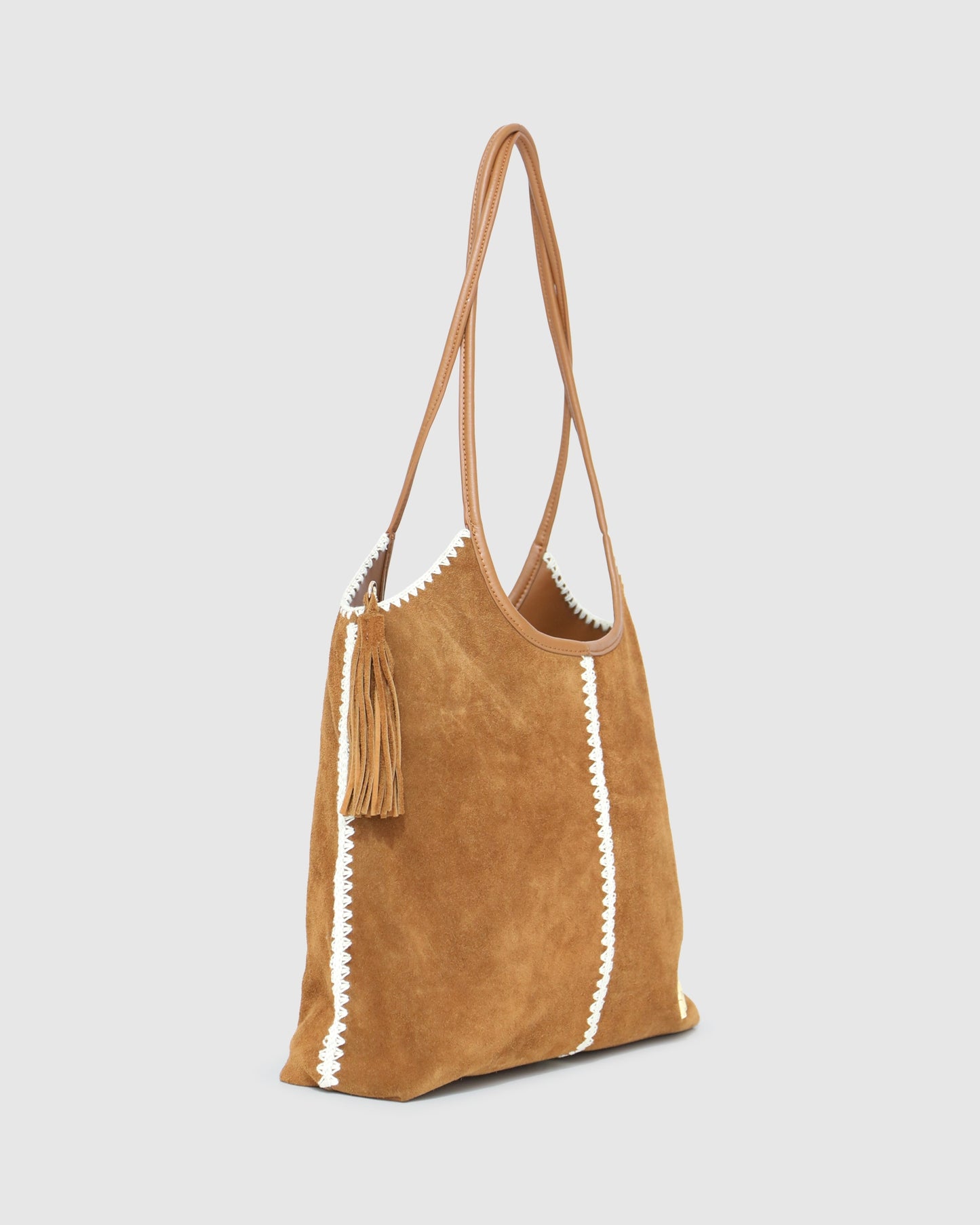 Back To Friends Suede Shopper - Tan