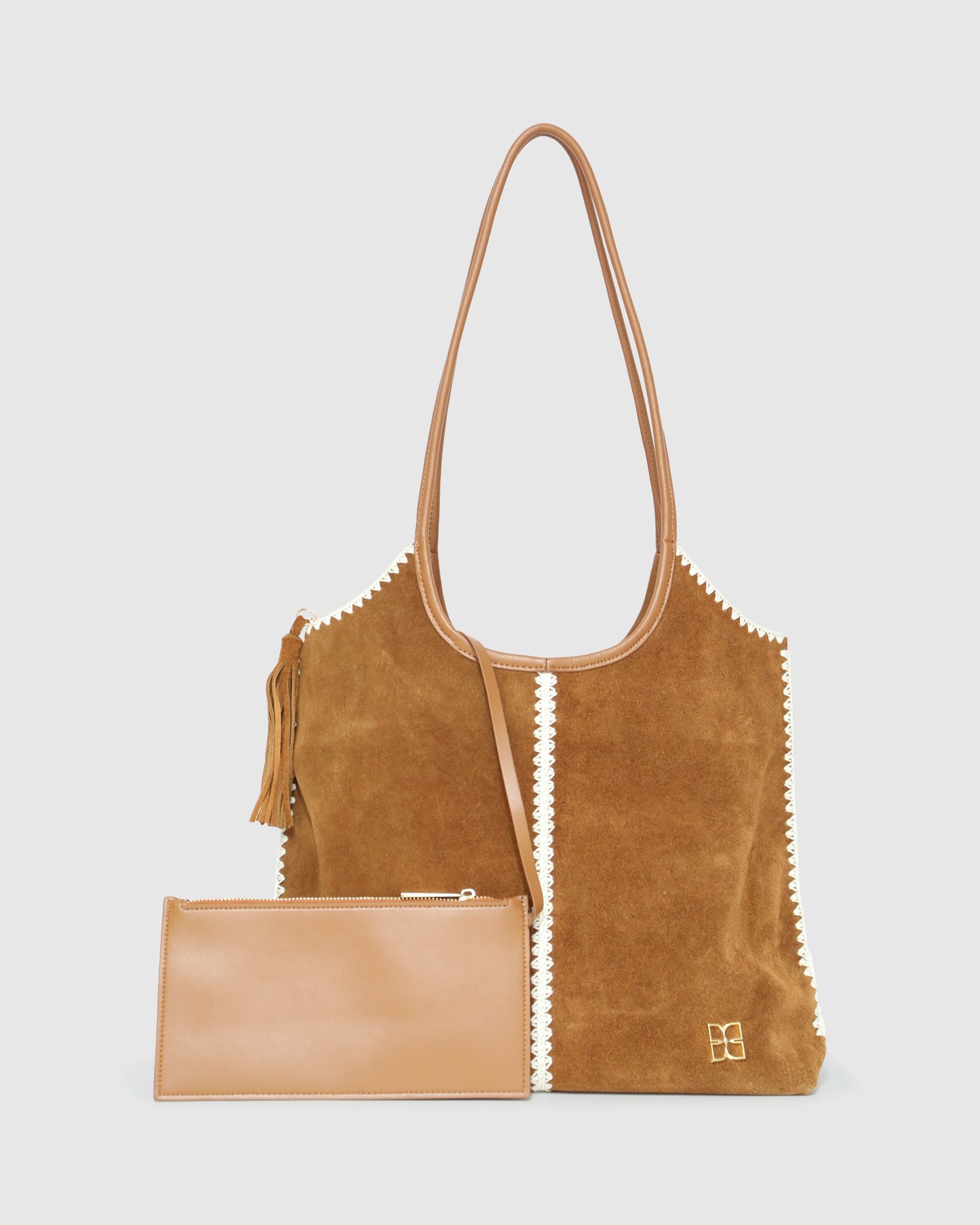 Back To Friends Suede Shopper - Tan