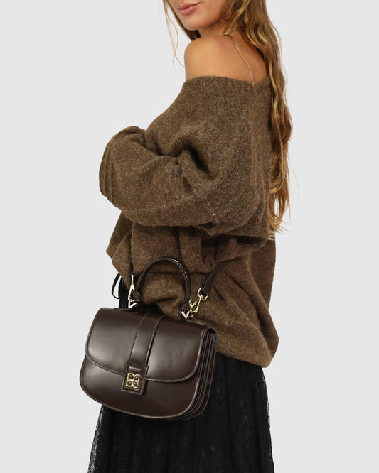 Shy Boy Top Handle Folio Bag - Chocolate