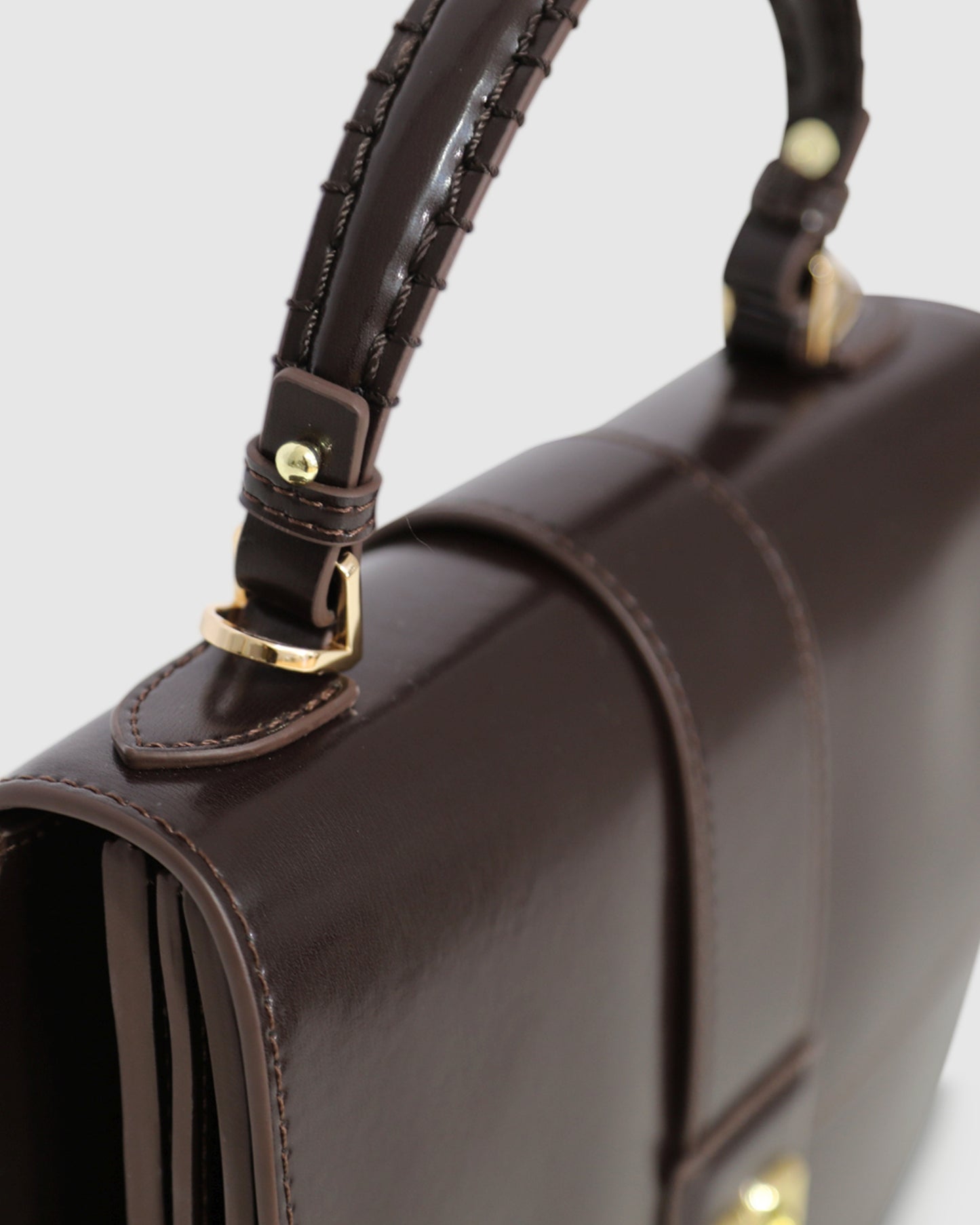 Shy Boy Top Handle Folio Bag - Chocolate
