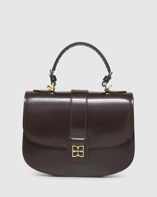 Shy Boy Top Handle Folio Bag - Chocolate