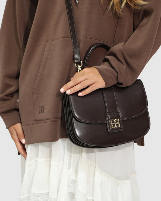 Shy Boy Top Handle Folio Bag - Chocolate