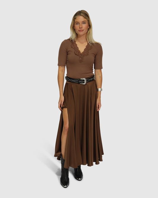 Move with Me Maxi Skirt - Chocolate