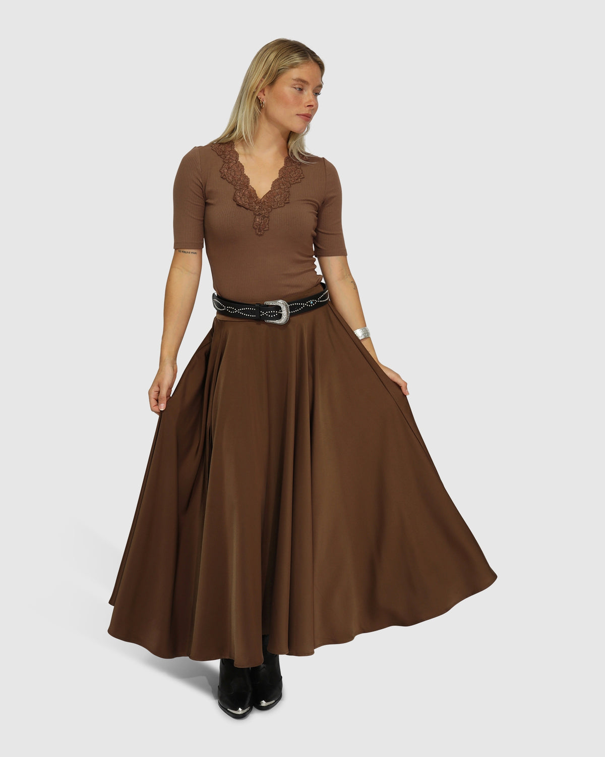 Move with Me Maxi Skirt - Chocolate