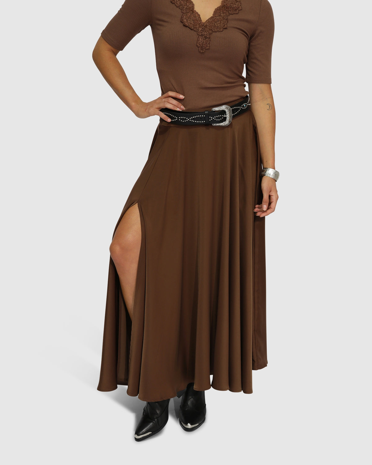 Move with Me Maxi Skirt - Chocolate