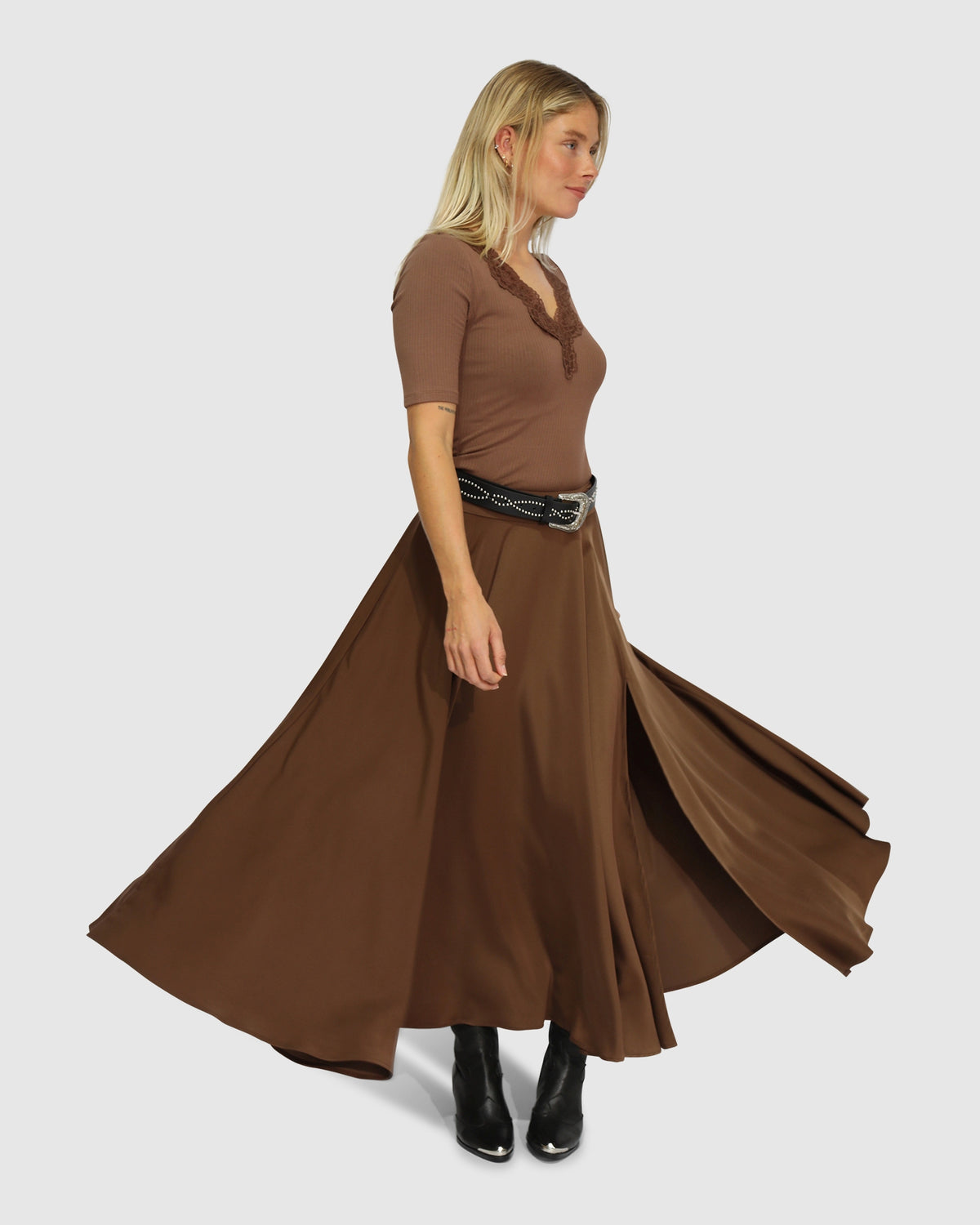 Move with Me Maxi Skirt - Chocolate