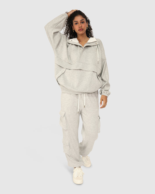 Best Of Me Panelled Hoodie - Grey Marle