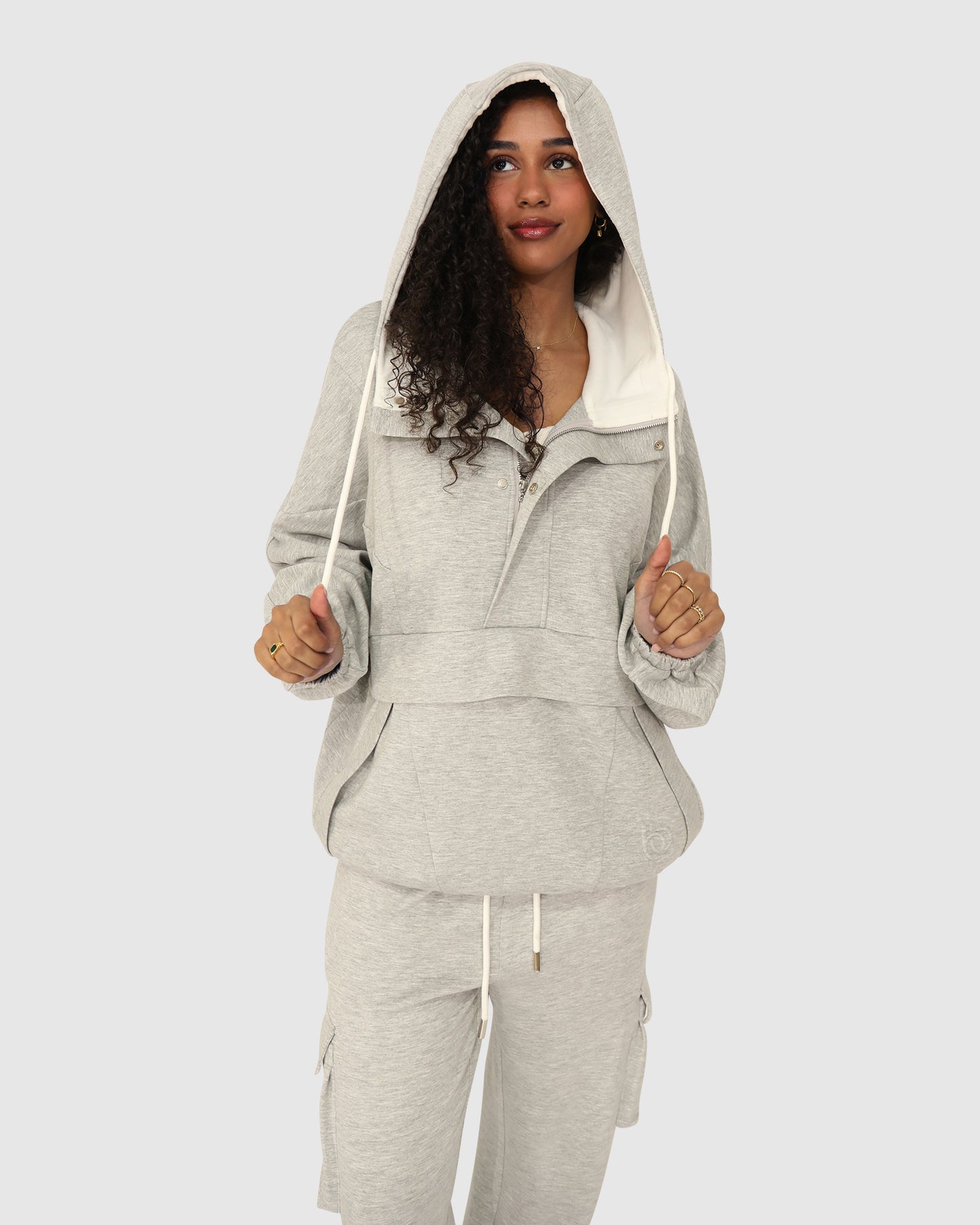 Best Of Me Panelled Hoodie - Grey Marle