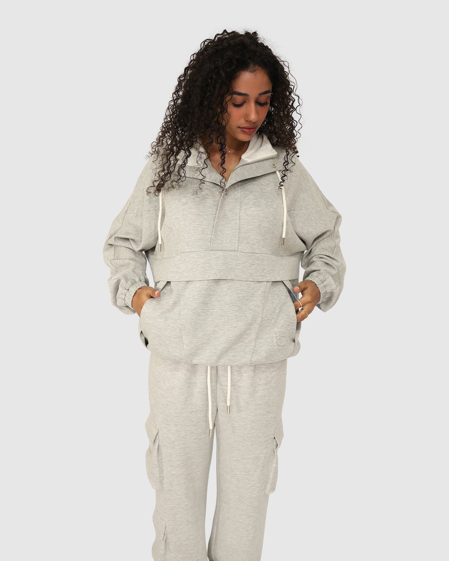 Best Of Me Panelled Hoodie - Grey Marle
