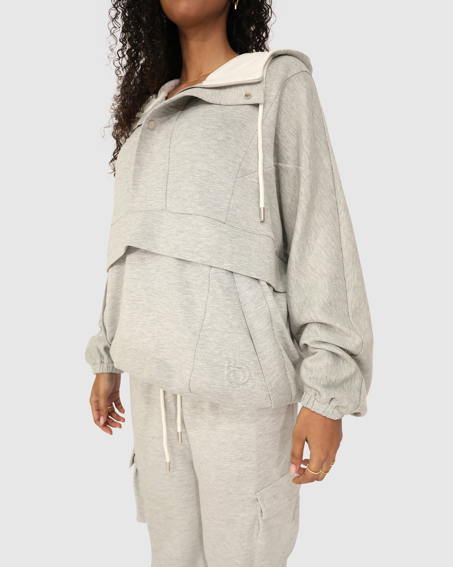 Best Of Me Panelled Hoodie - Grey Marle