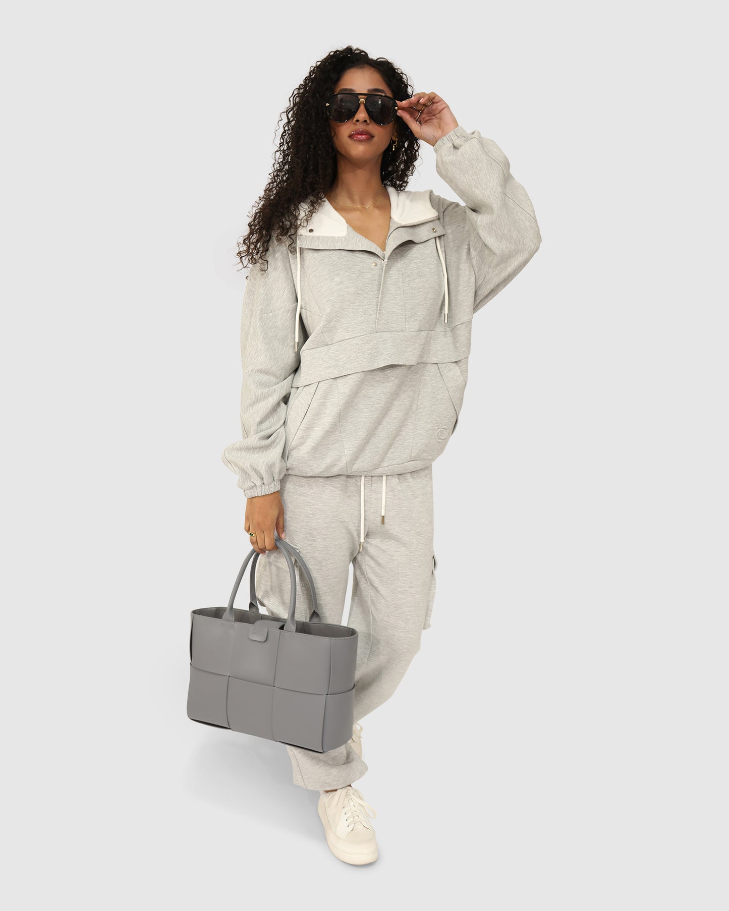 Best Of Me Panelled Hoodie - Grey Marle