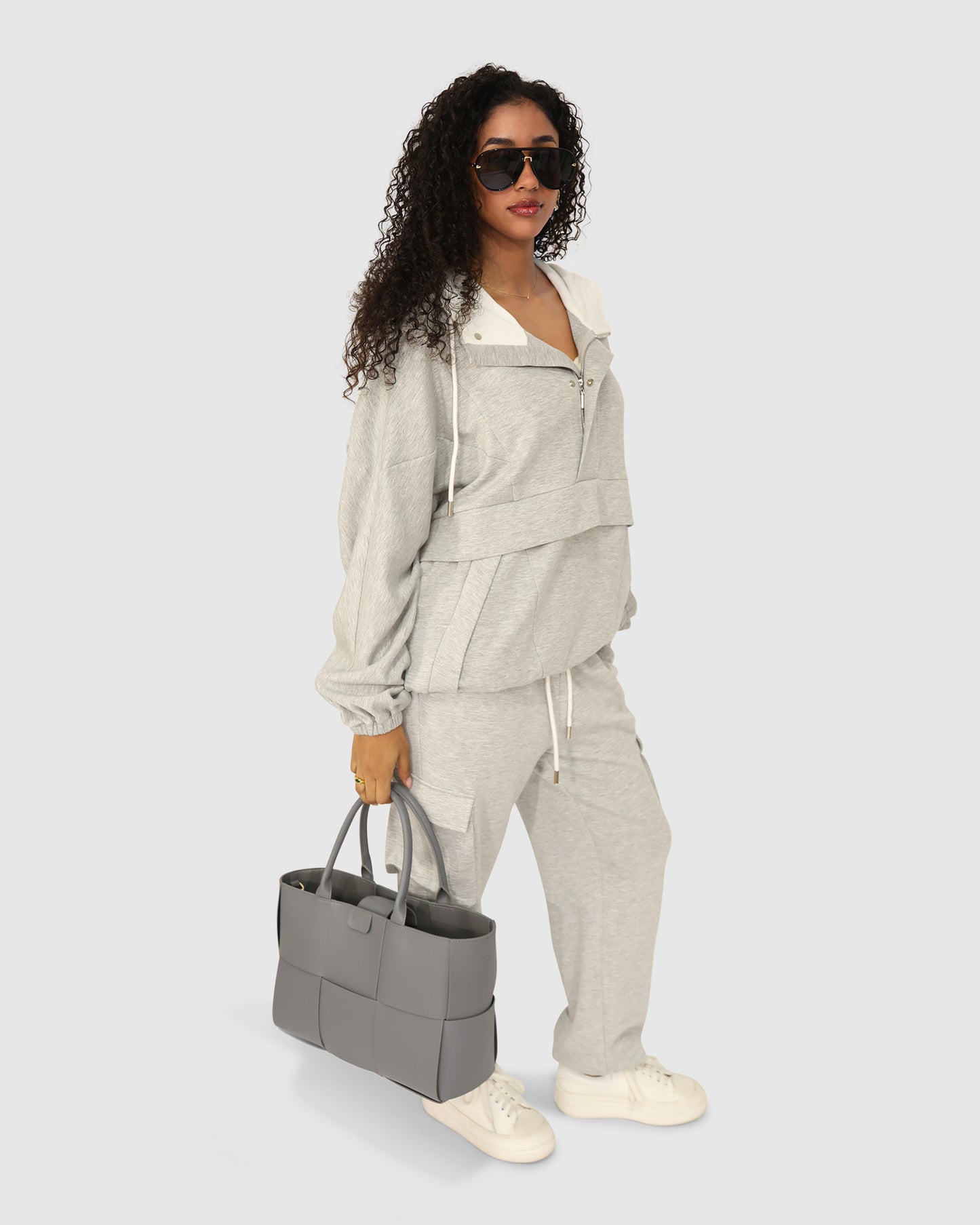 Best Of Me Panelled Hoodie - Grey Marle