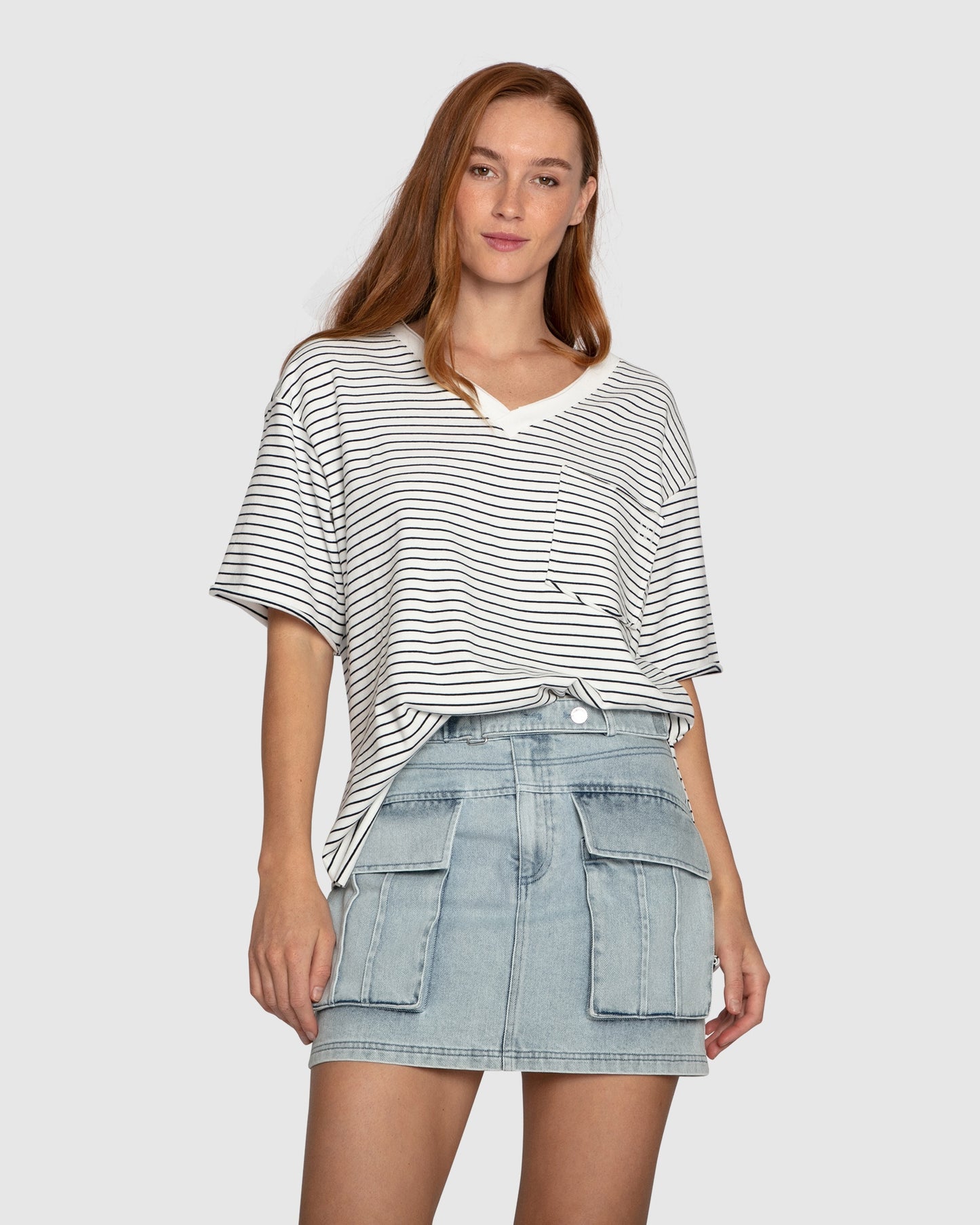 Brave Soul Oversized Striped T-Shirt - Black/White