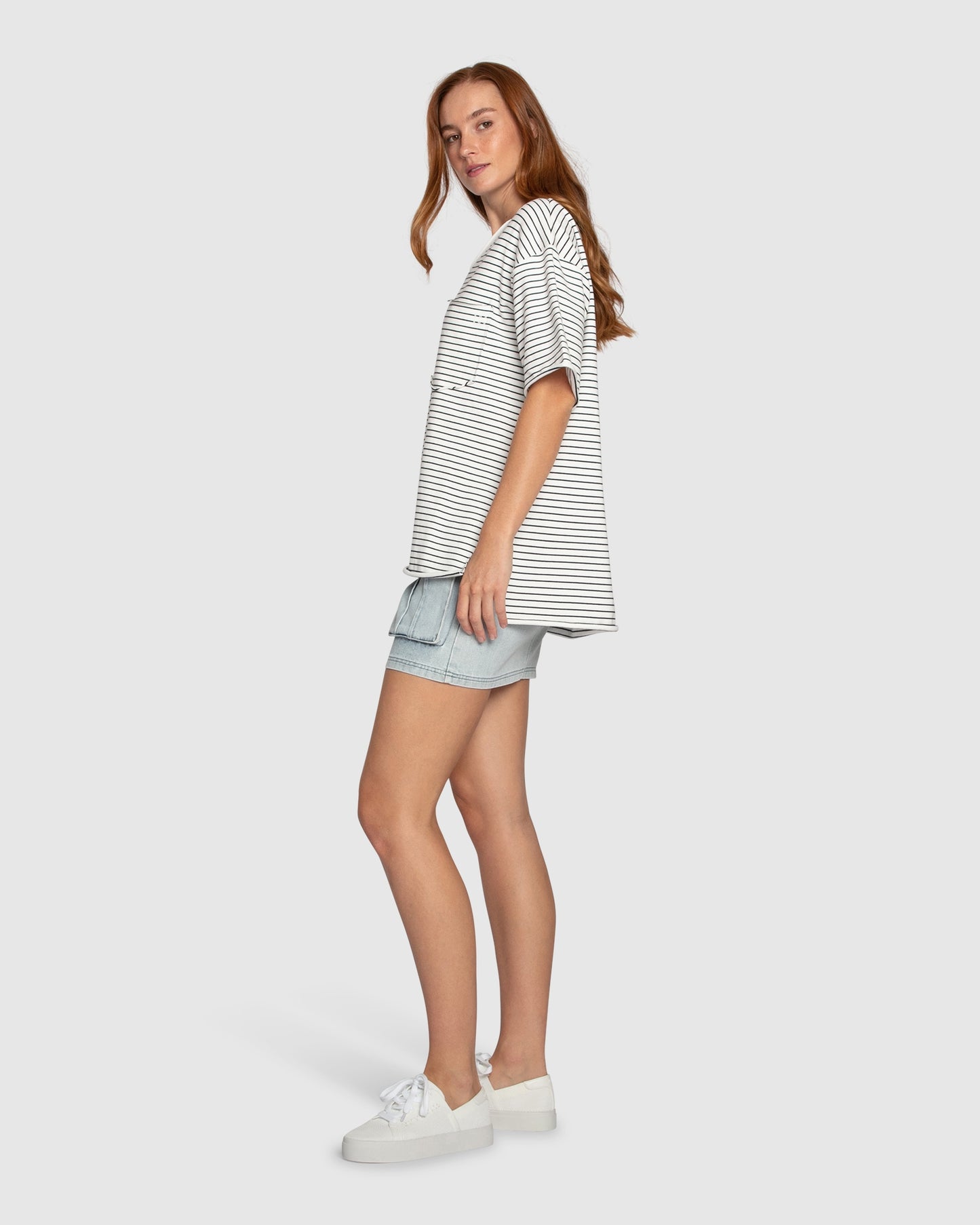 Brave Soul Oversized Striped T-Shirt - Black/White