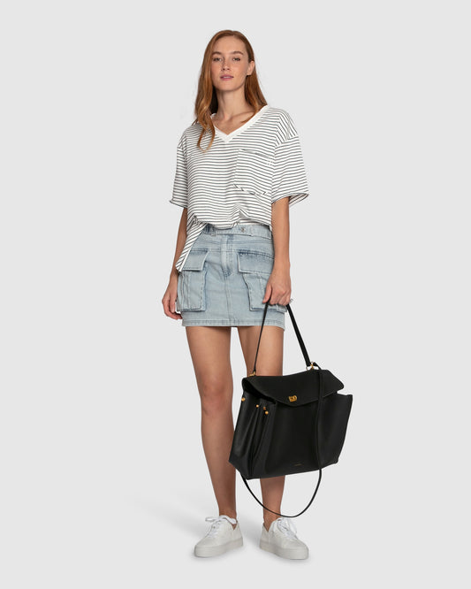 Brave Soul Oversized Striped T-Shirt - Black/White