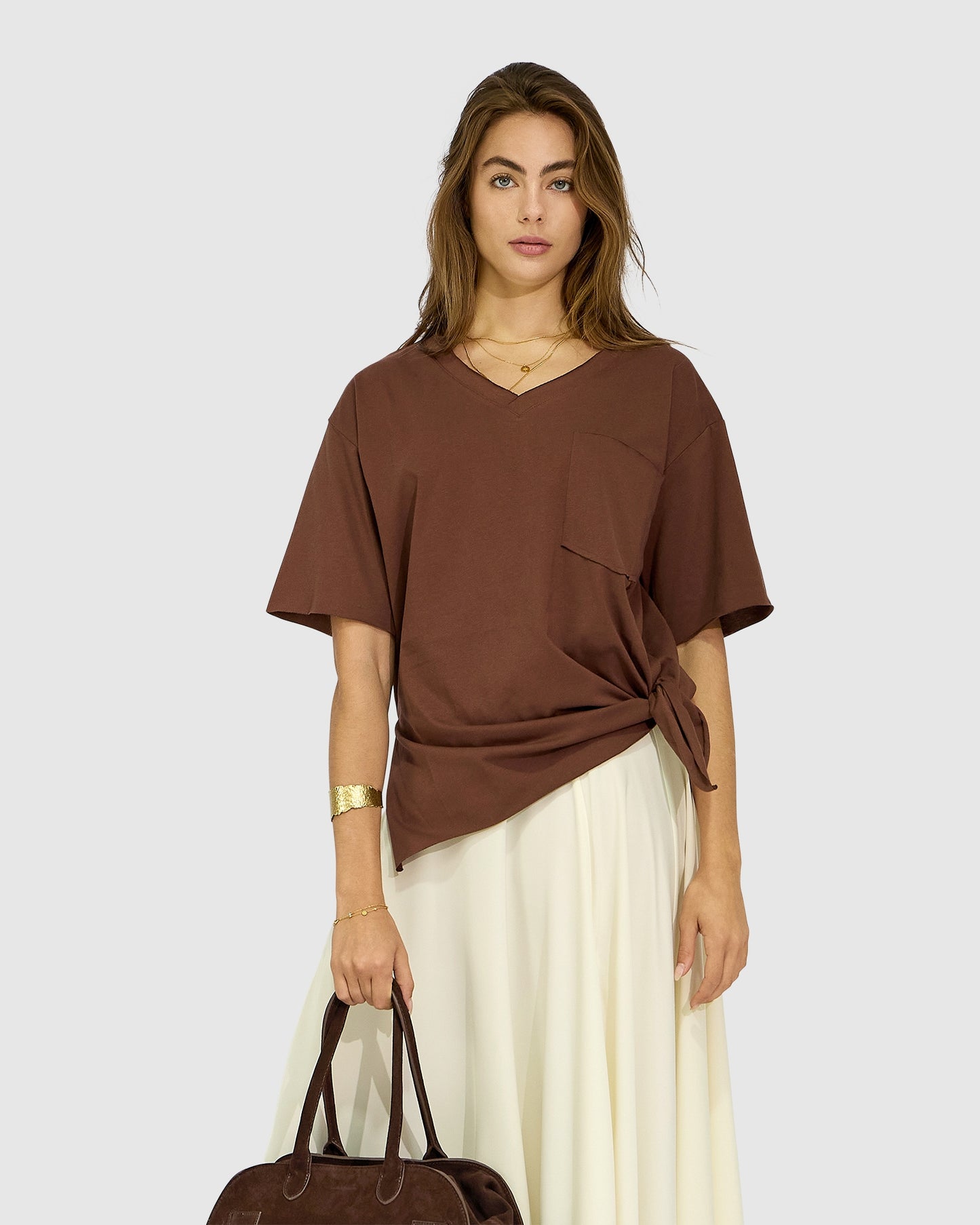 Chocolate Brave Soul Oversized T-Shirt with short sleeve - alternate view