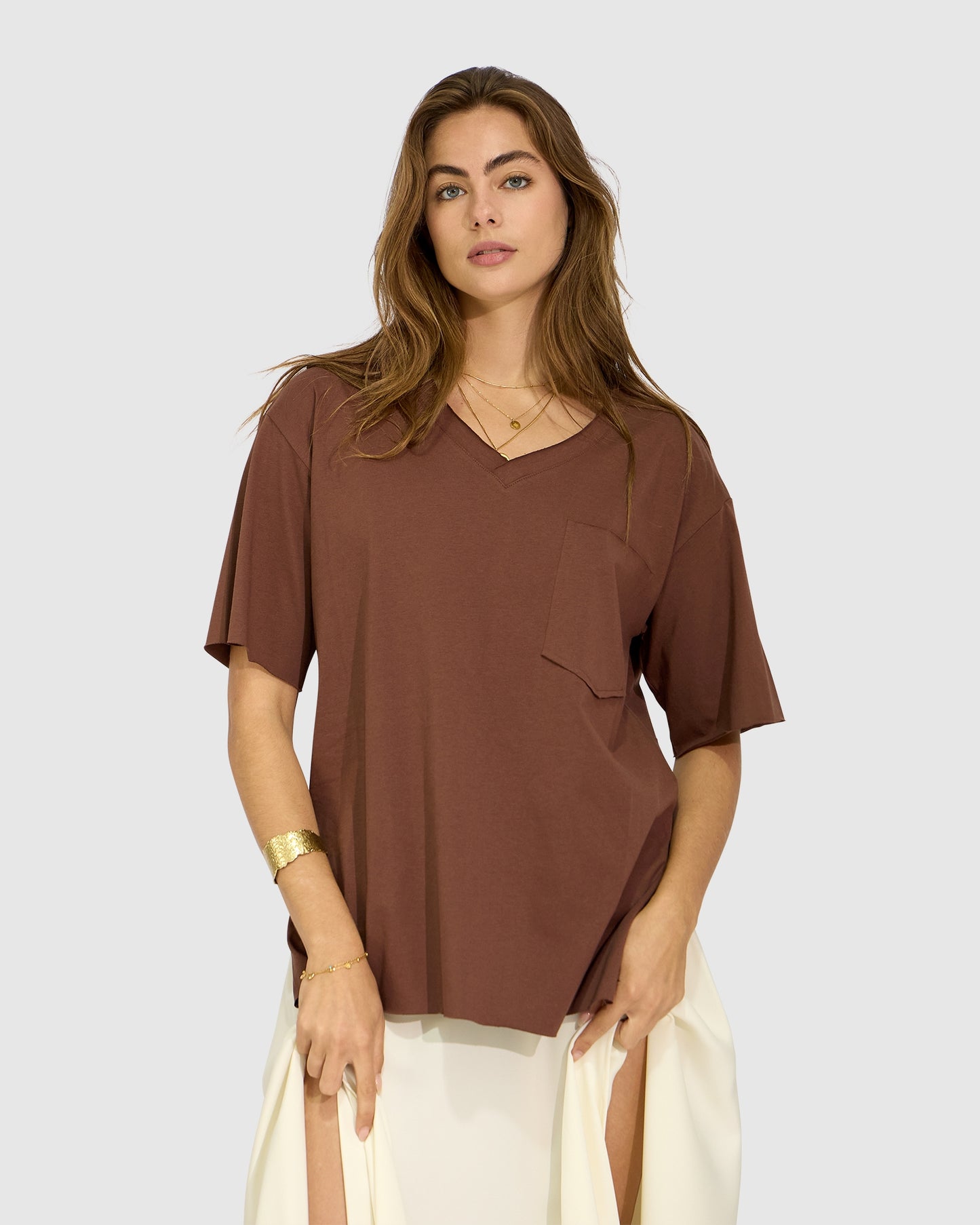 Chocolate Brave Soul Oversized T-Shirt with oversized silhouette - alternate view