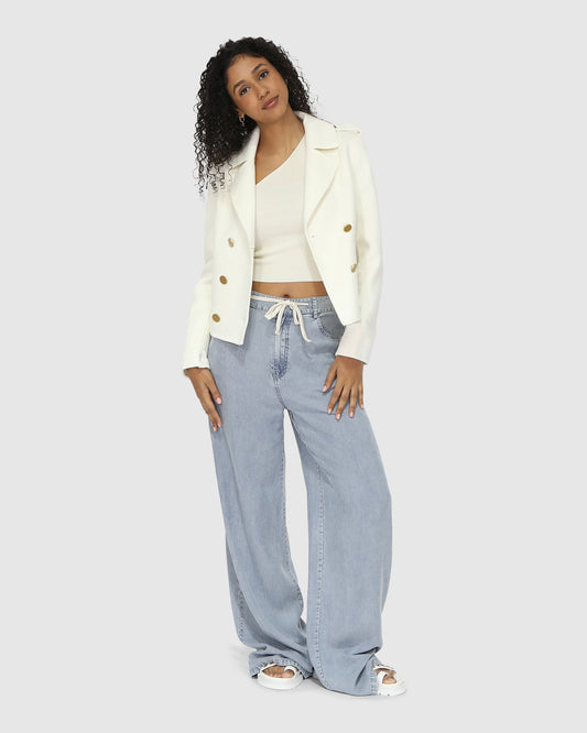 Back in Time Military Peacoat - Cream