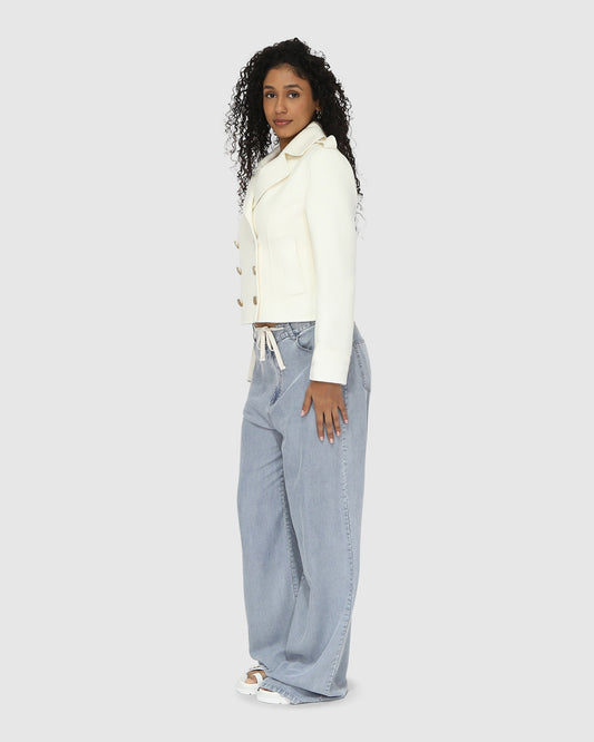 Back in Time Military Peacoat - Cream