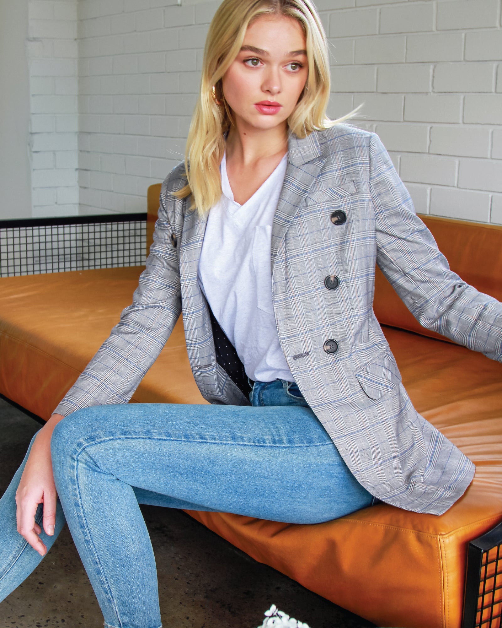 Grey on sale chequered blazer