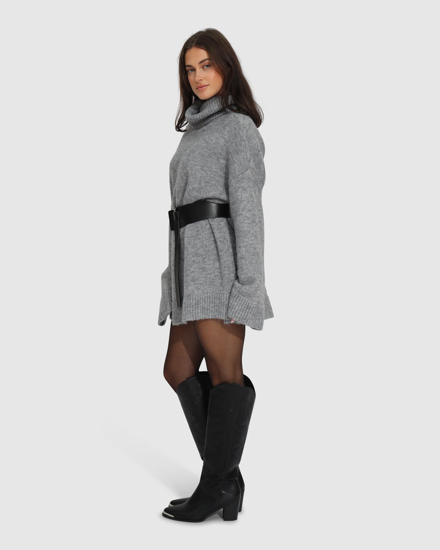 Cuddle Me Oversized Tunic Sweater - Grey