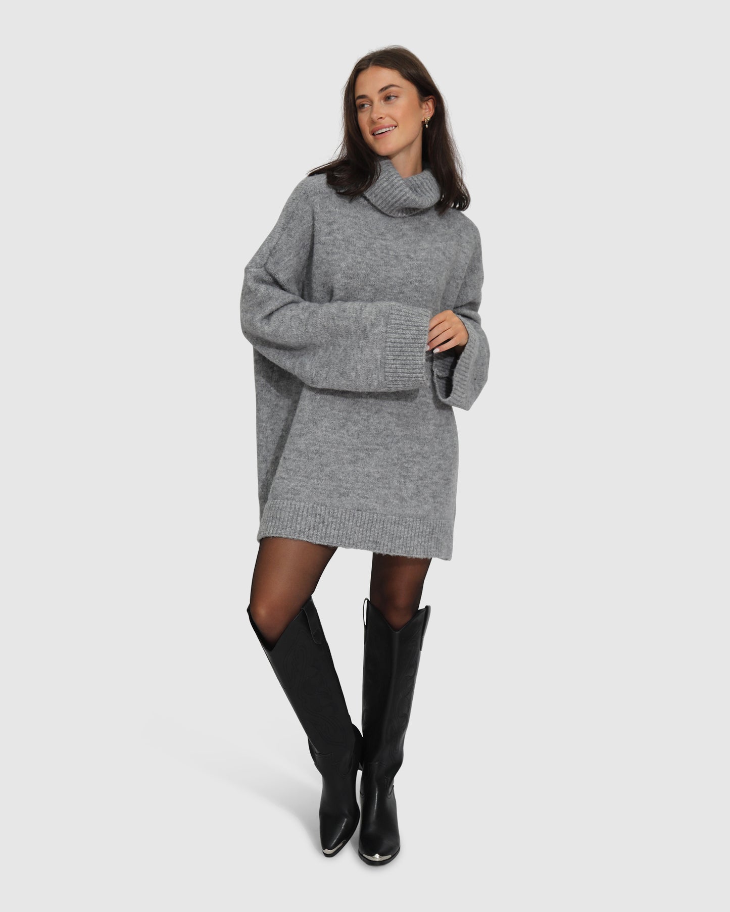 Cuddle Me Oversized Tunic Sweater - Grey