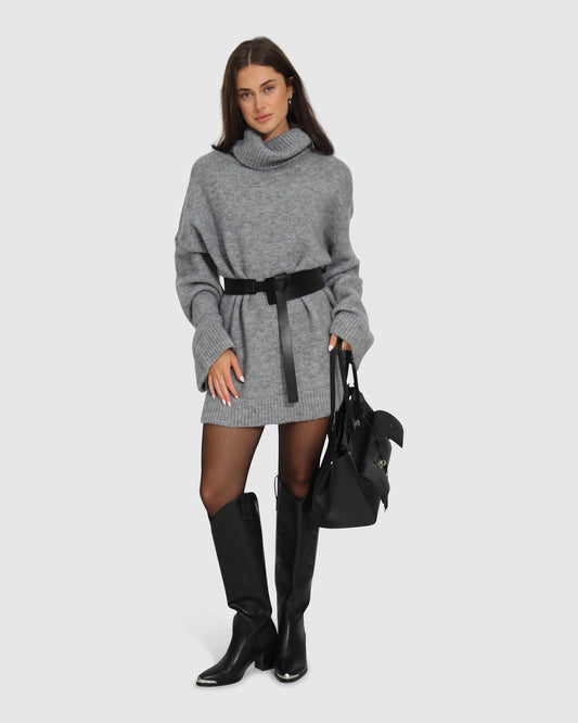 Cuddle Me Oversized Tunic Sweater - Grey