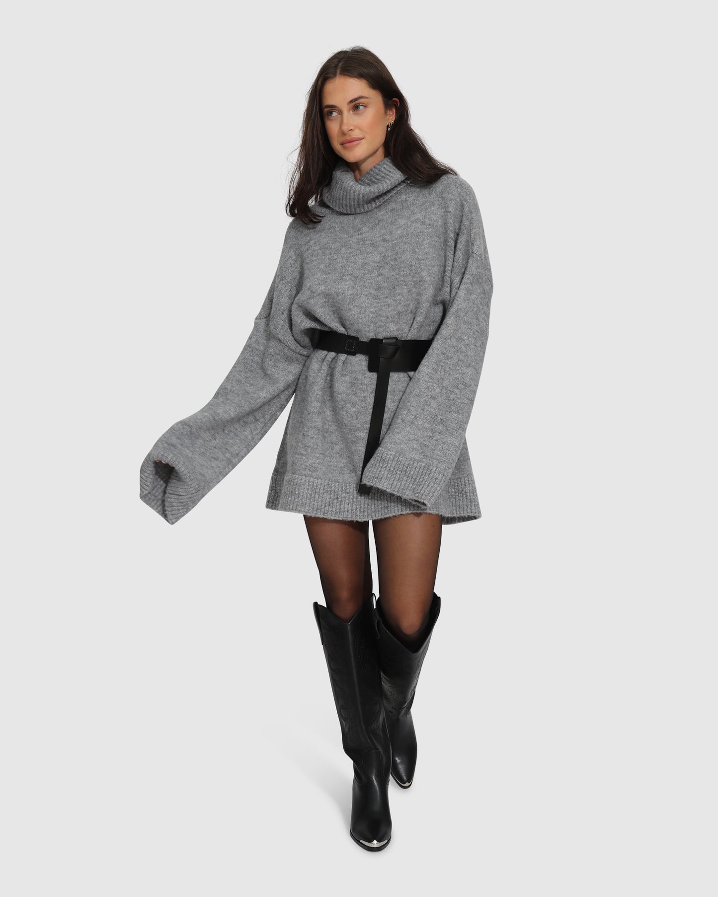 Cuddle Me Oversized Tunic Sweater - Grey