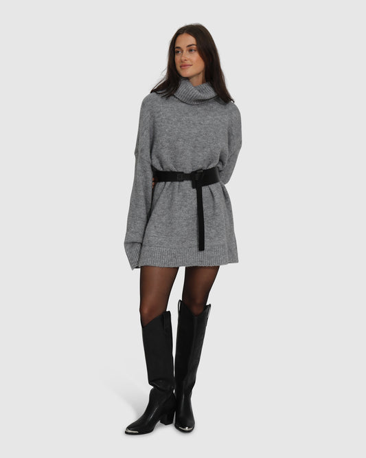 Cuddle Me Oversized Tunic Sweater - Grey