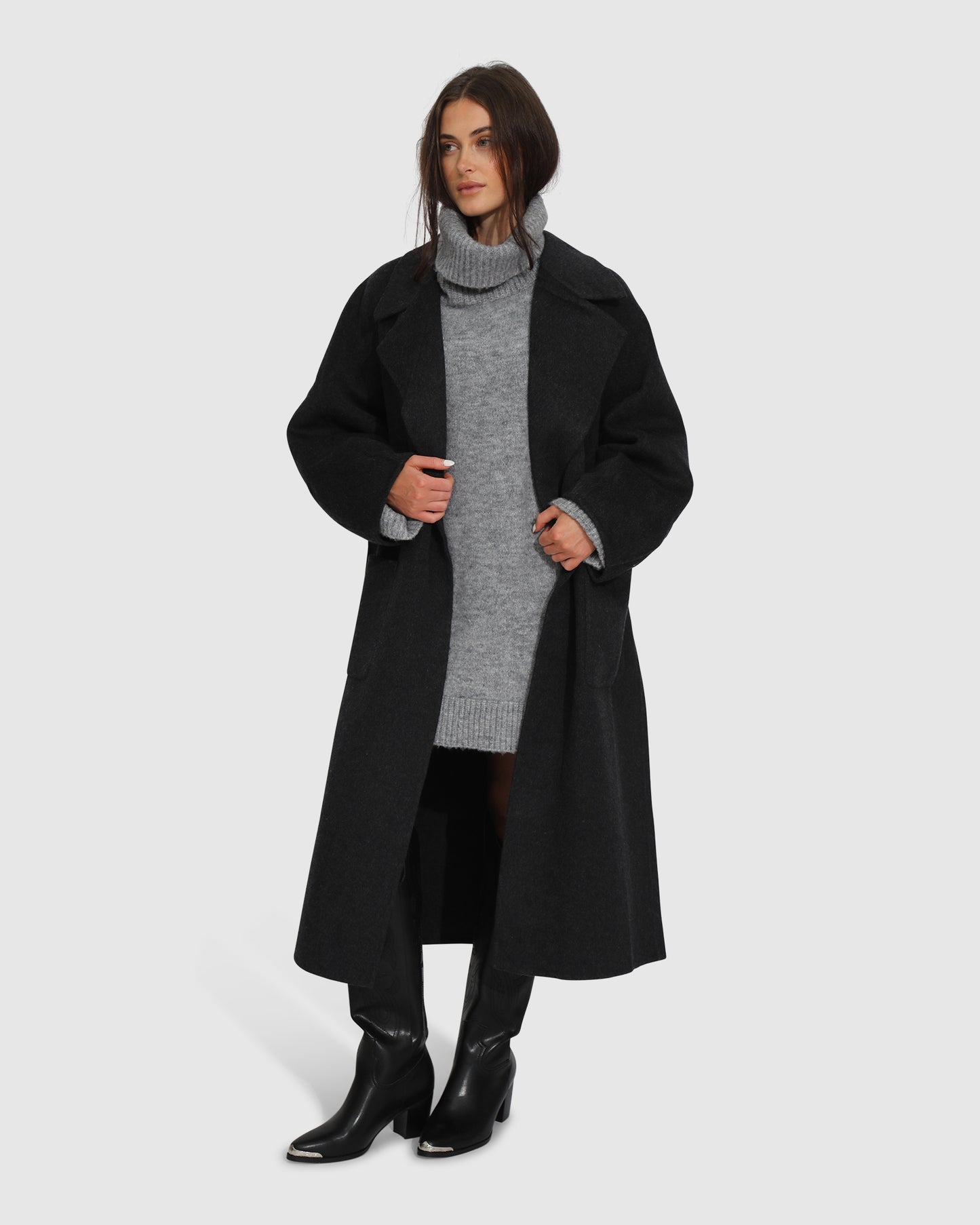 Cuddle Me Oversized Tunic Sweater - Grey