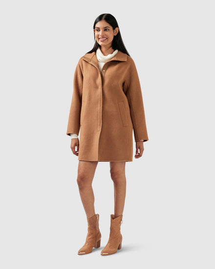 Come On Over Wool Blend Trimmed Coat - Camel