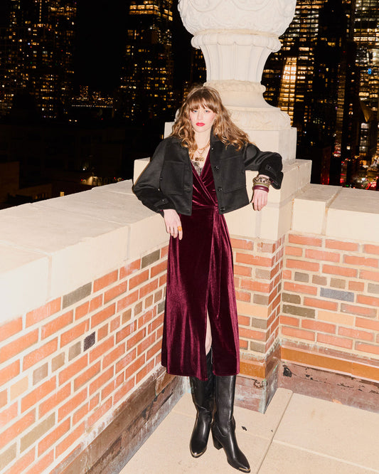 Current Mood Velvet Wrap Dress - Burgundy