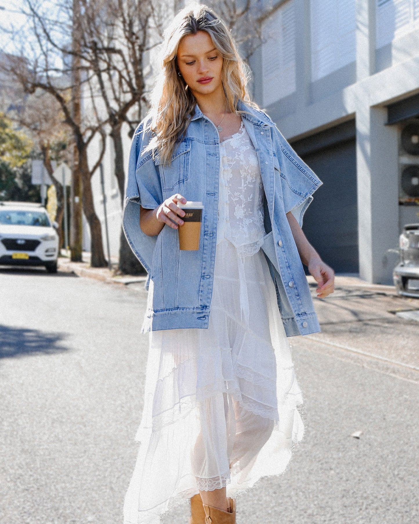 California Soul Oversized Denim Vest - Stonewash