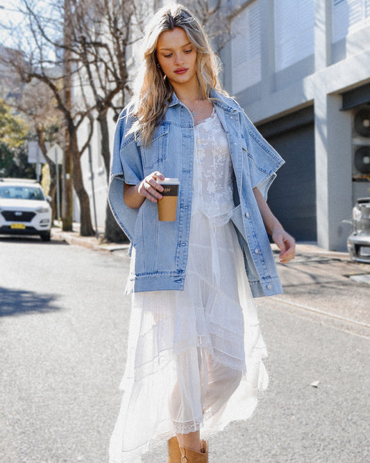 California Soul Oversized Denim Vest - Stonewash