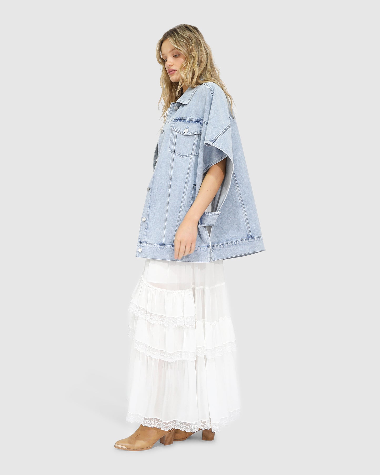 California Soul Oversized Denim Vest - Stonewash