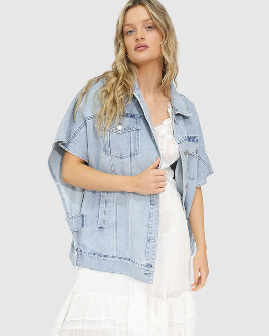 California Soul Oversized Denim Vest - Stonewash