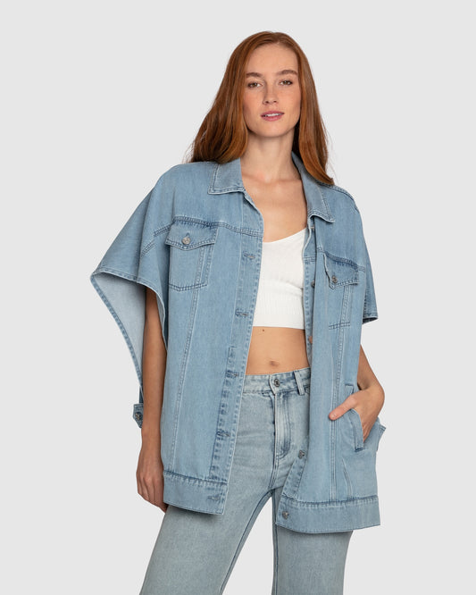 California Soul Oversized Denim Vest - Stonewash
