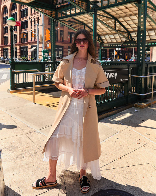 Dust & Daring Short Sleeve Trench Style Dress - Camel