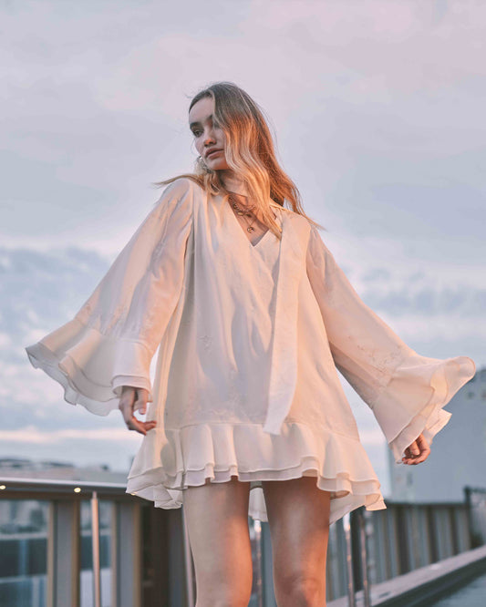 Dream About Me Tie Neck Dress - Lemon