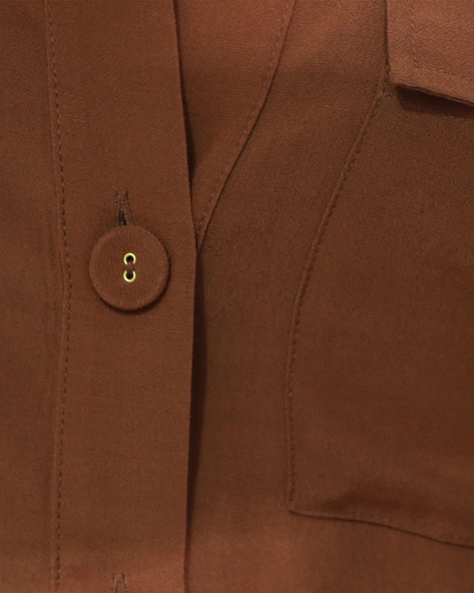 Eclipse Rolled Sleeve Blouse - Chocolate