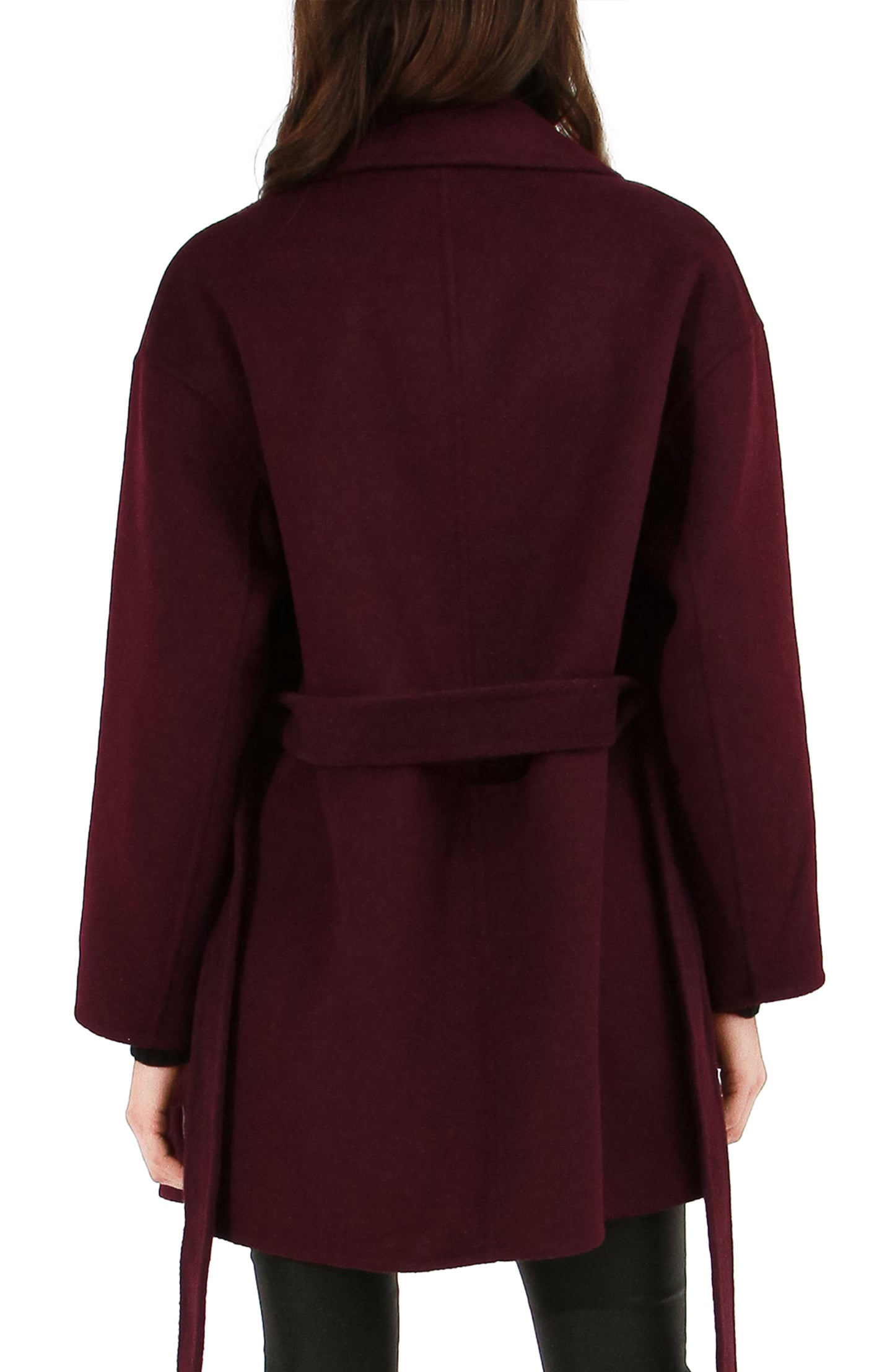 Eternal Flame Wool Blend Short Robe Coat - Burgundy