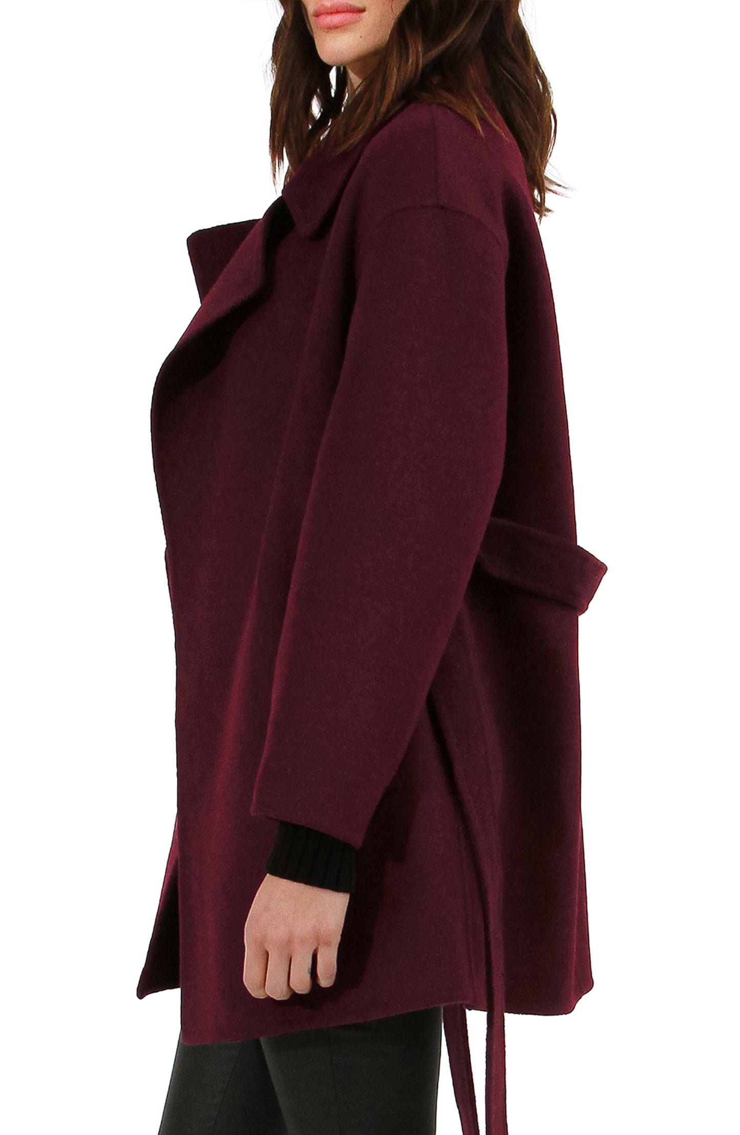 Eternal Flame Wool Blend Short Robe Coat - Burgundy