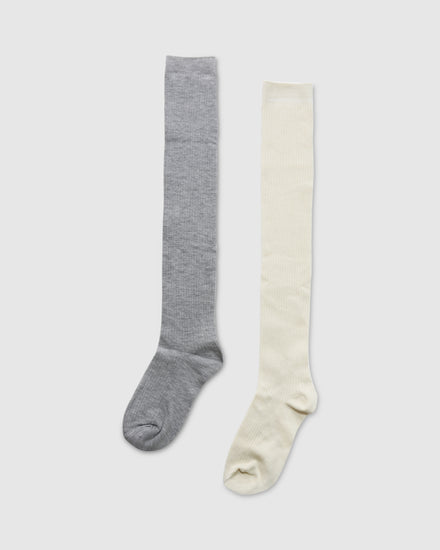 End Game 2 Pack Socks - Grey/Cream