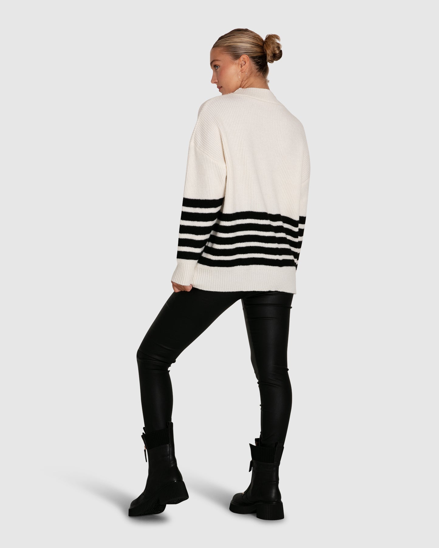 Everything I Do Oversized Striped Knit - Black White