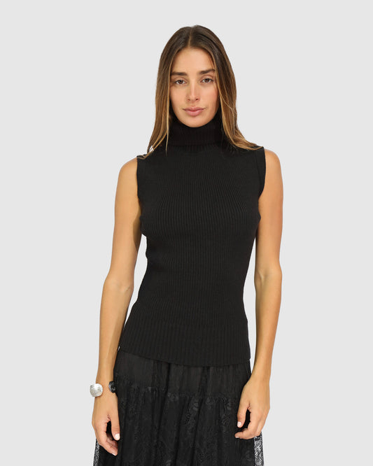 Equation Sleeveless Turtleneck Knit - Black
