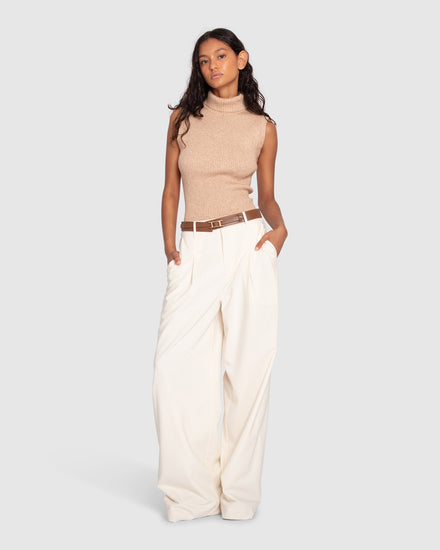 Equation Sleeveless Turtleneck Knit - Camel