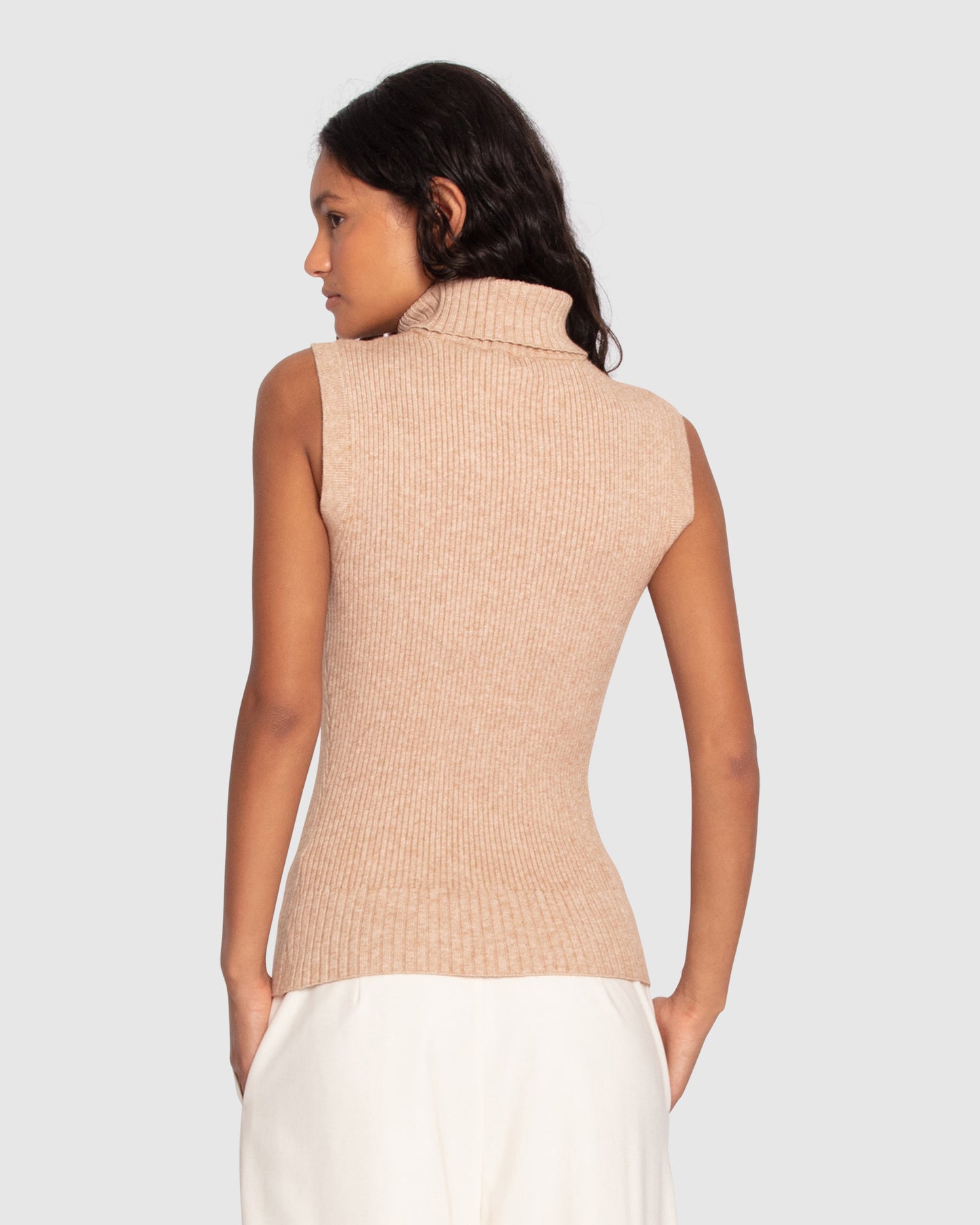 Equation Sleeveless Turtleneck Knit - Camel