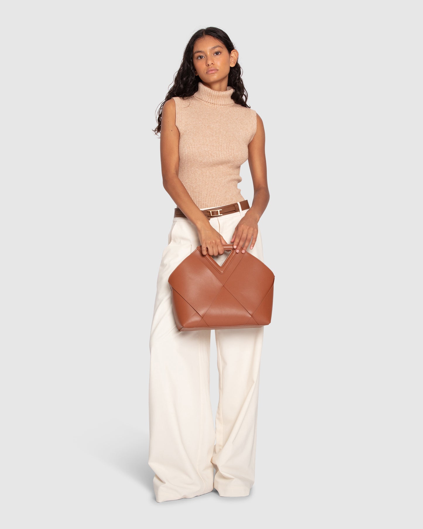 Equation Sleeveless Turtleneck Knit - Camel