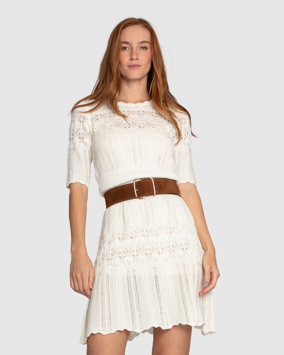 Everbloom Crochet Mini Dress - Cream