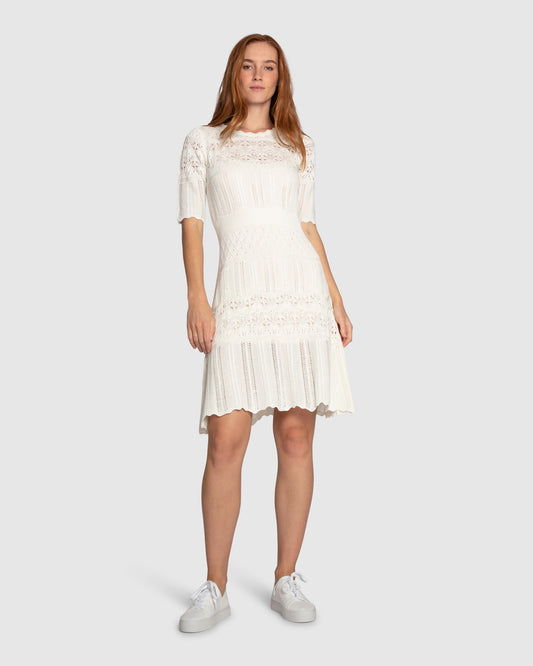 Everbloom Crochet Mini Dress - Cream